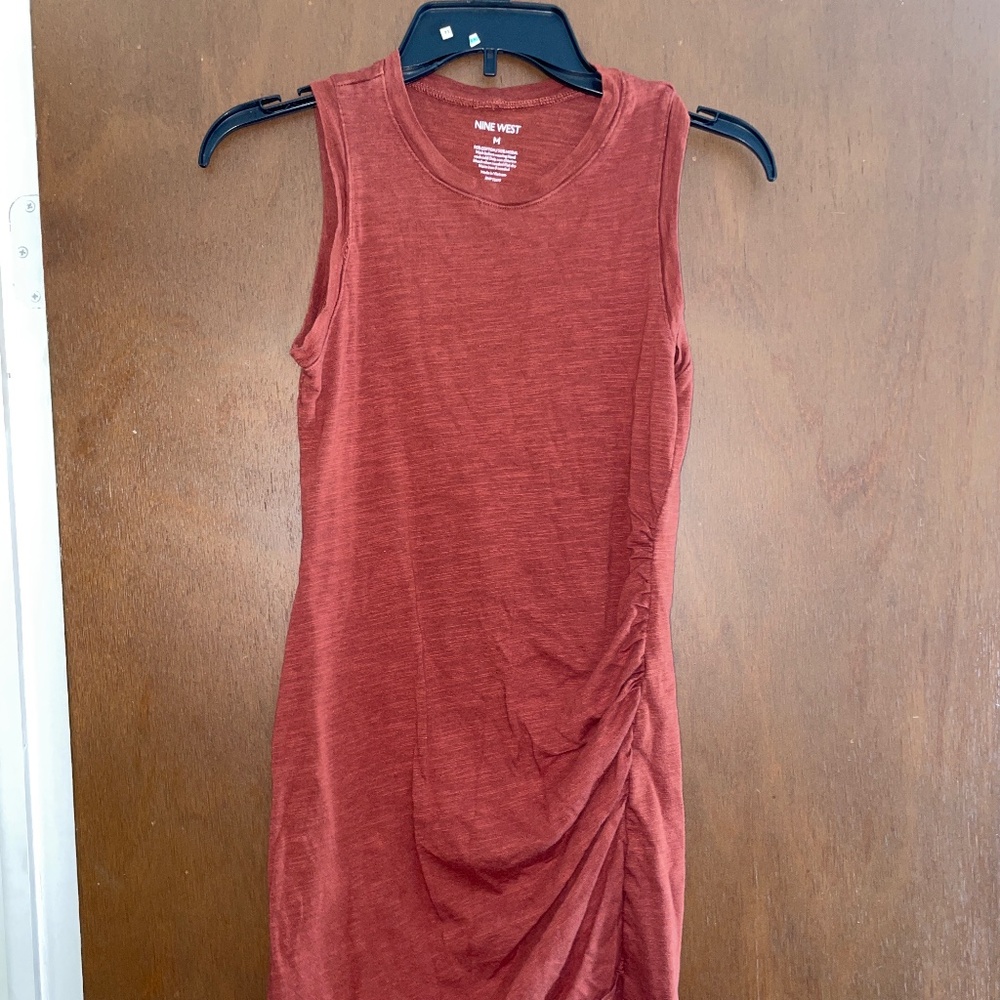 Red form fitting dress